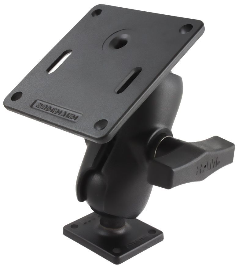 RAM Mounts Aufbau-Set - C-Kugel (1,5 Zoll), rechteckige Basisplatte, kurzer Verbindungsarm, VESA-Platte (75x75 mm Lochraster)