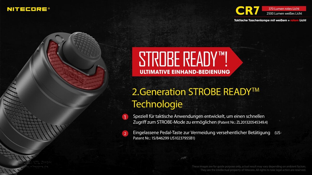Nitecore Chameleon CR7 - 2500 Lumen Weißlicht, 370 Lumen rotes Licht
