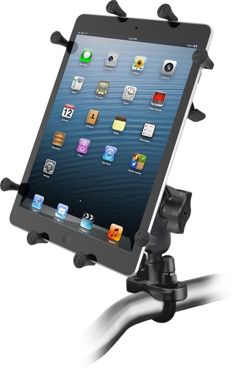 RAM Mounts X-Grip Lenker-Halterung für 9-11 Zoll Tablets - Runde Basiskugel - Mittlerer Verbindungsarm - U-Bügel Basis (Durchmesser 12,7 mm bis 31,75 mm) - B-Kugel (1 Zoll)