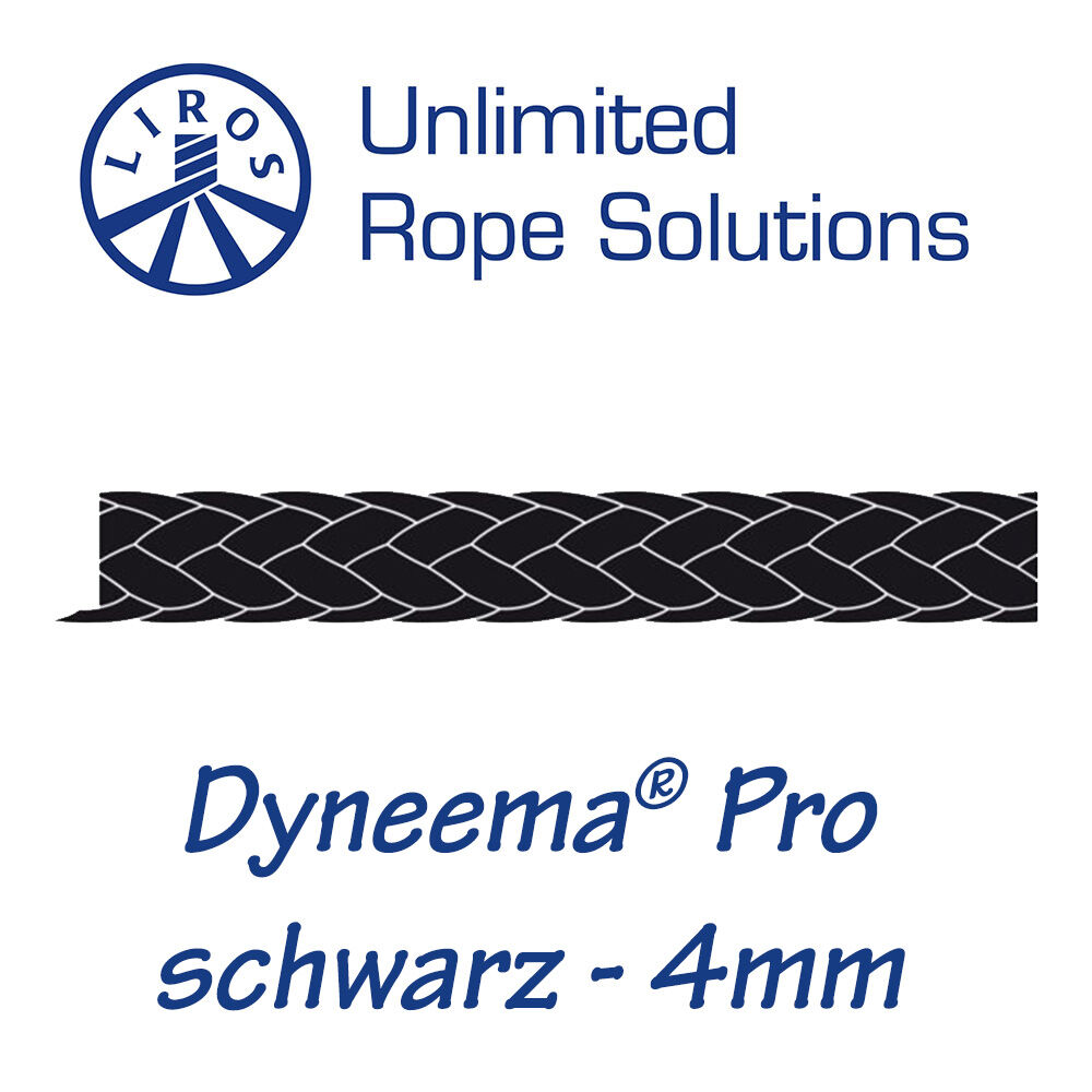 Liros Dyneema Pro Farbe schwarz Meterware 4mm