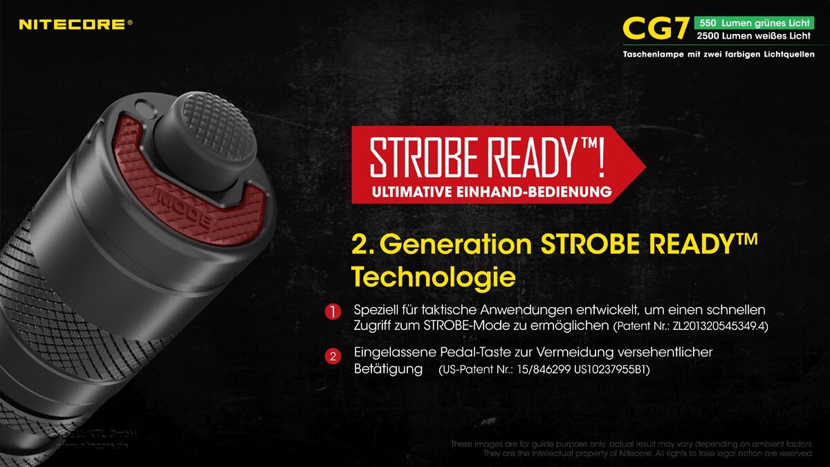 Nitecore Chameleon CG7 - 2500 Lumen Weißlicht, 540 Lumen grünes Licht