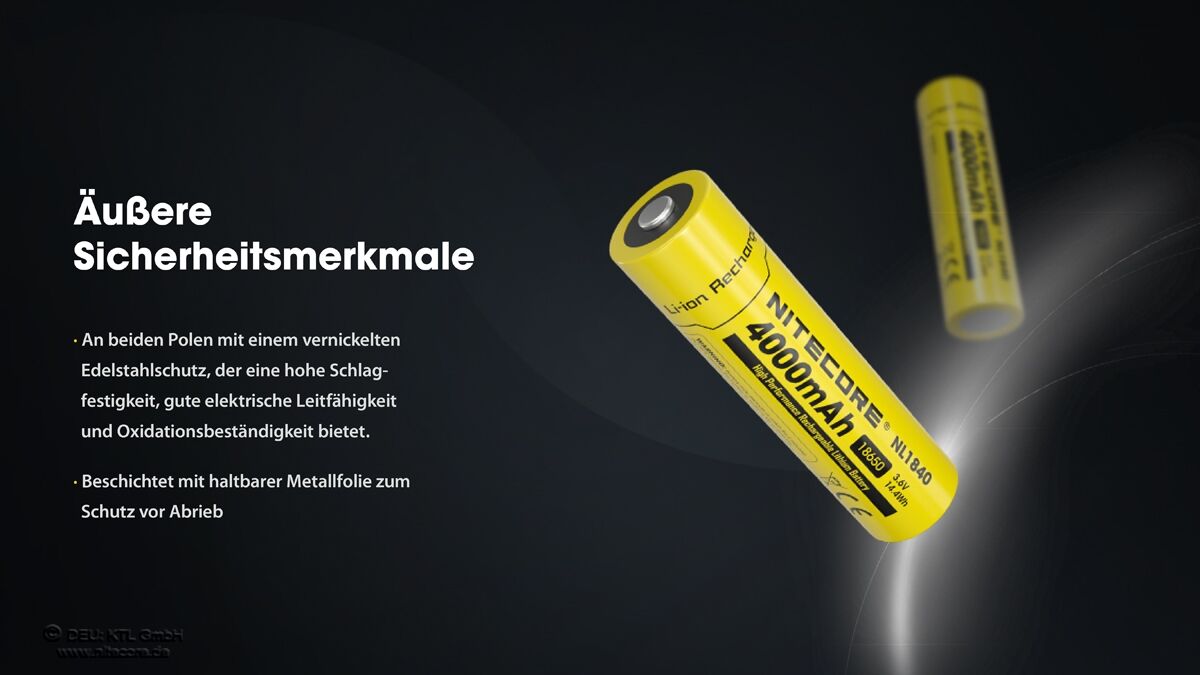 Nitecore Li-Ion Akku 18650, 4000mAh - NL1840
