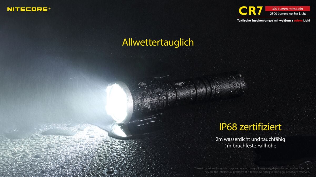 Nitecore Chameleon CR7 - 2500 Lumen Weißlicht, 370 Lumen rotes Licht