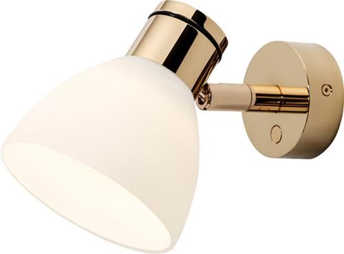 LED-Anbauleuchte R1-2, D2W, gold-glanz, warmweiß, 10-30V DC, max. 3W, Glas weiß matt, mit Dimmer