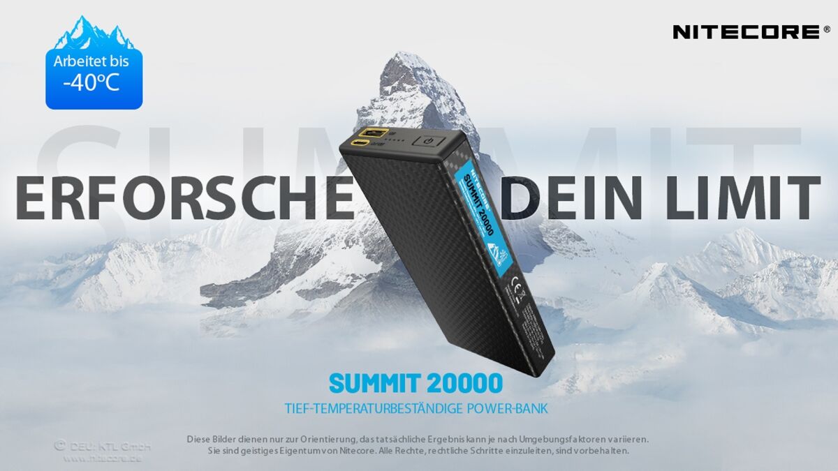 Nitecore Powerbank SUMMIT20000 - 20000mAh, kältebeständig