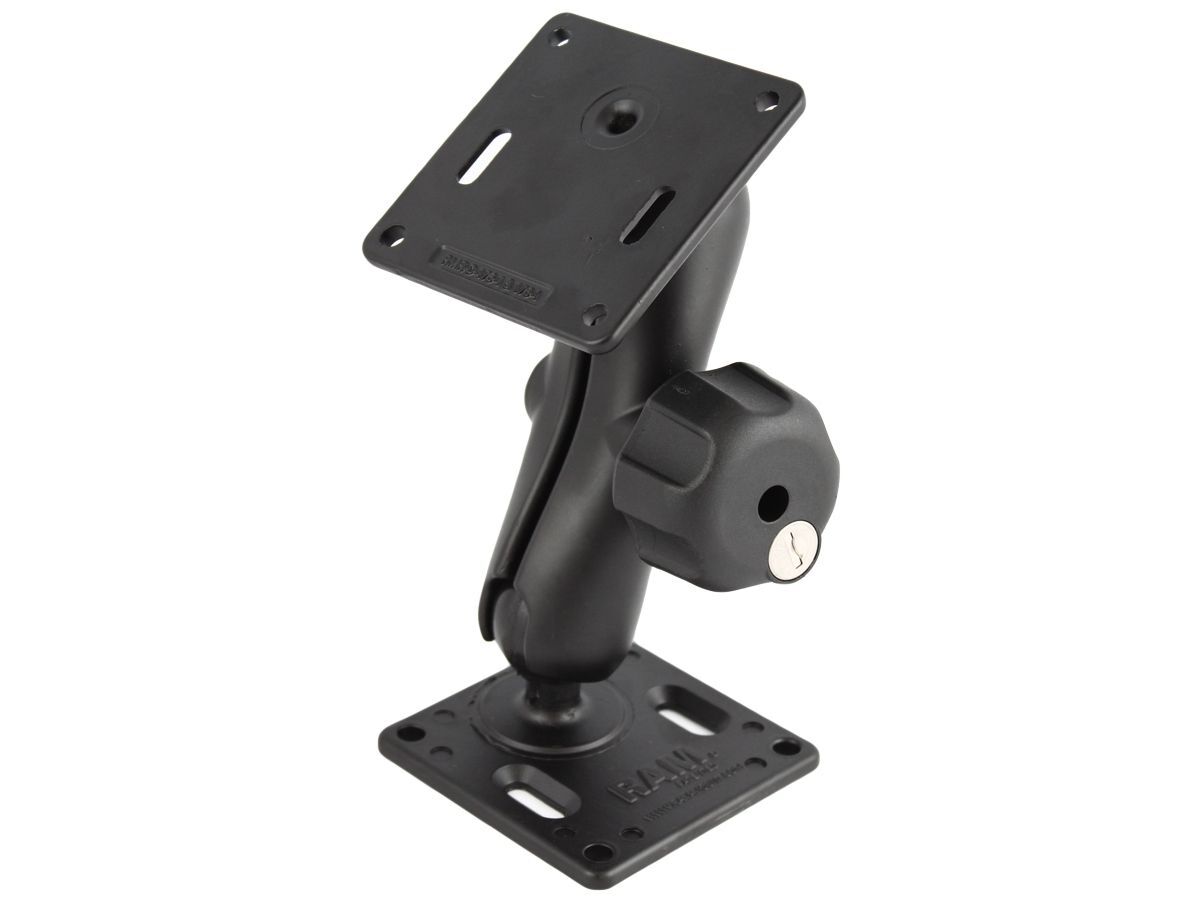 RAM Mounts Aufbau-Set - 2x VESA-Platte (75x75 mm Lochraster), mittlerer Verbindungsarm mit Sicherungsschloss, C-Kugel (1,5 Zoll), im Polybeutel