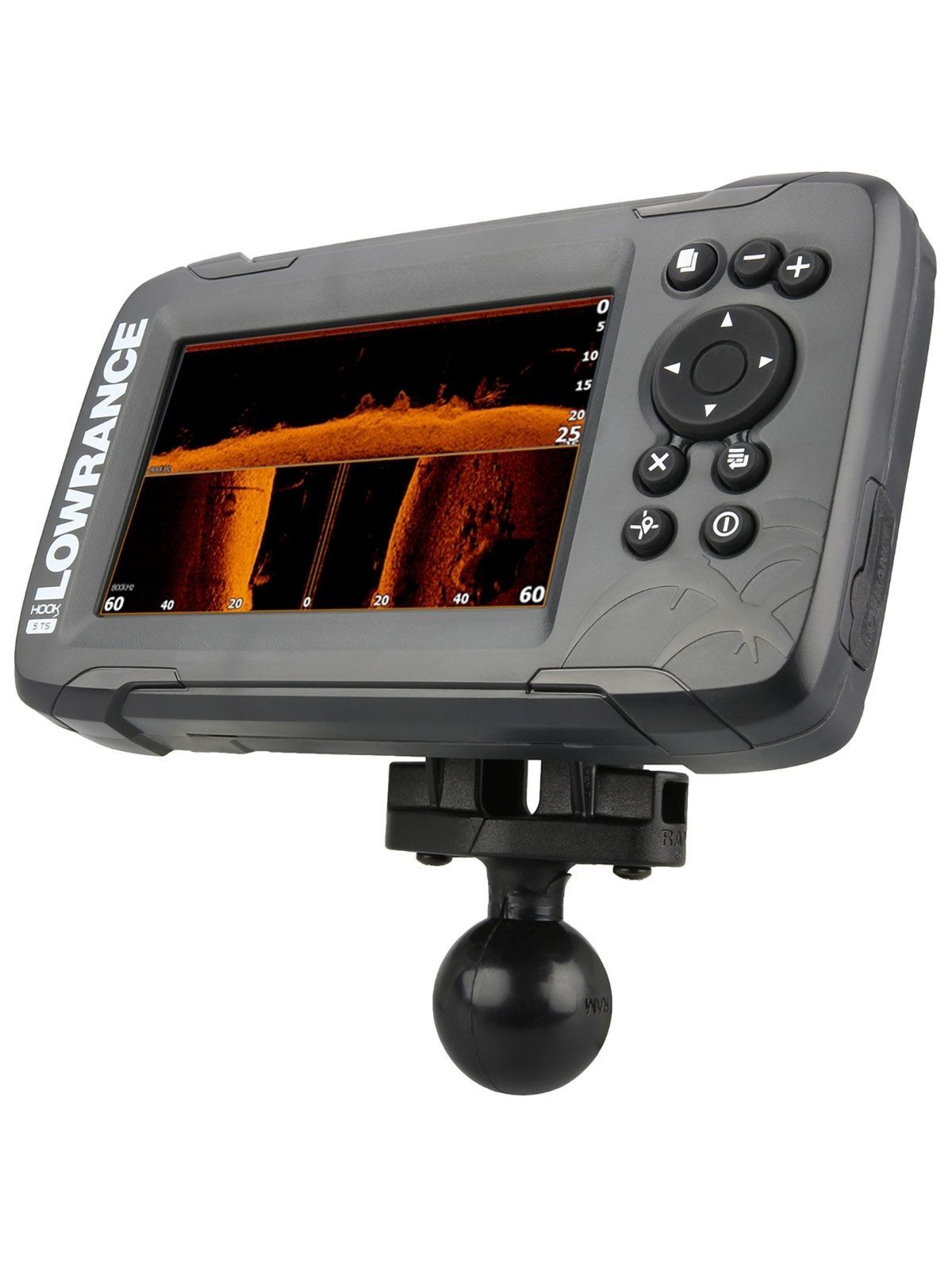 RAM Mounts Diamond Basisplatte (Trapez) inkl. Lowrance Hook² Adapter - C-Kugel (1,5 Zoll)