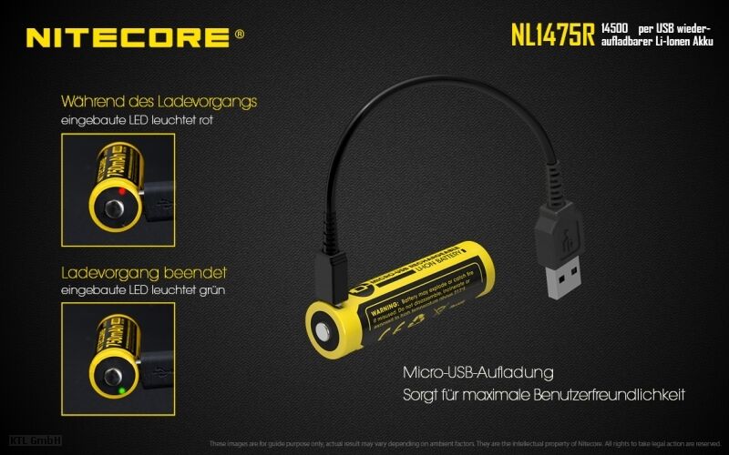 Nitecore Li-Ion Akku Typ 14500 - 750mAh - NL1475R