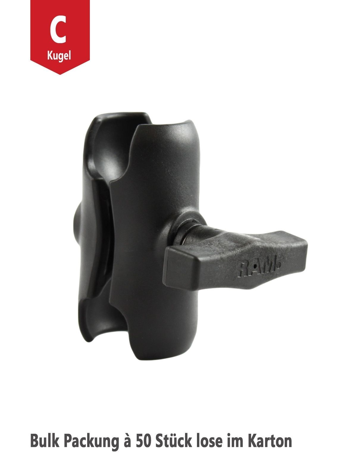 RAM Mounts Verbundstoff Verbindungsarm kurz - ca. 90 mm lang, für C-Kugeln (1,5 Zoll), Bulk Packung à 50 Stück (lose im Karton)