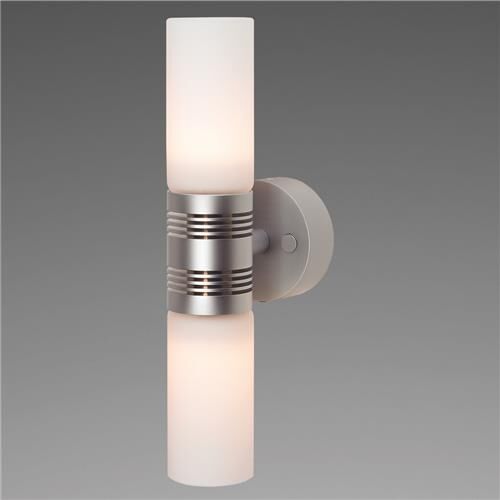 LED-Anbauleuchte W2, D2W, chrom-matt, warmweiß, Glas weiß matt, mit Dimmer, 10-30V DC, max. 5,5W