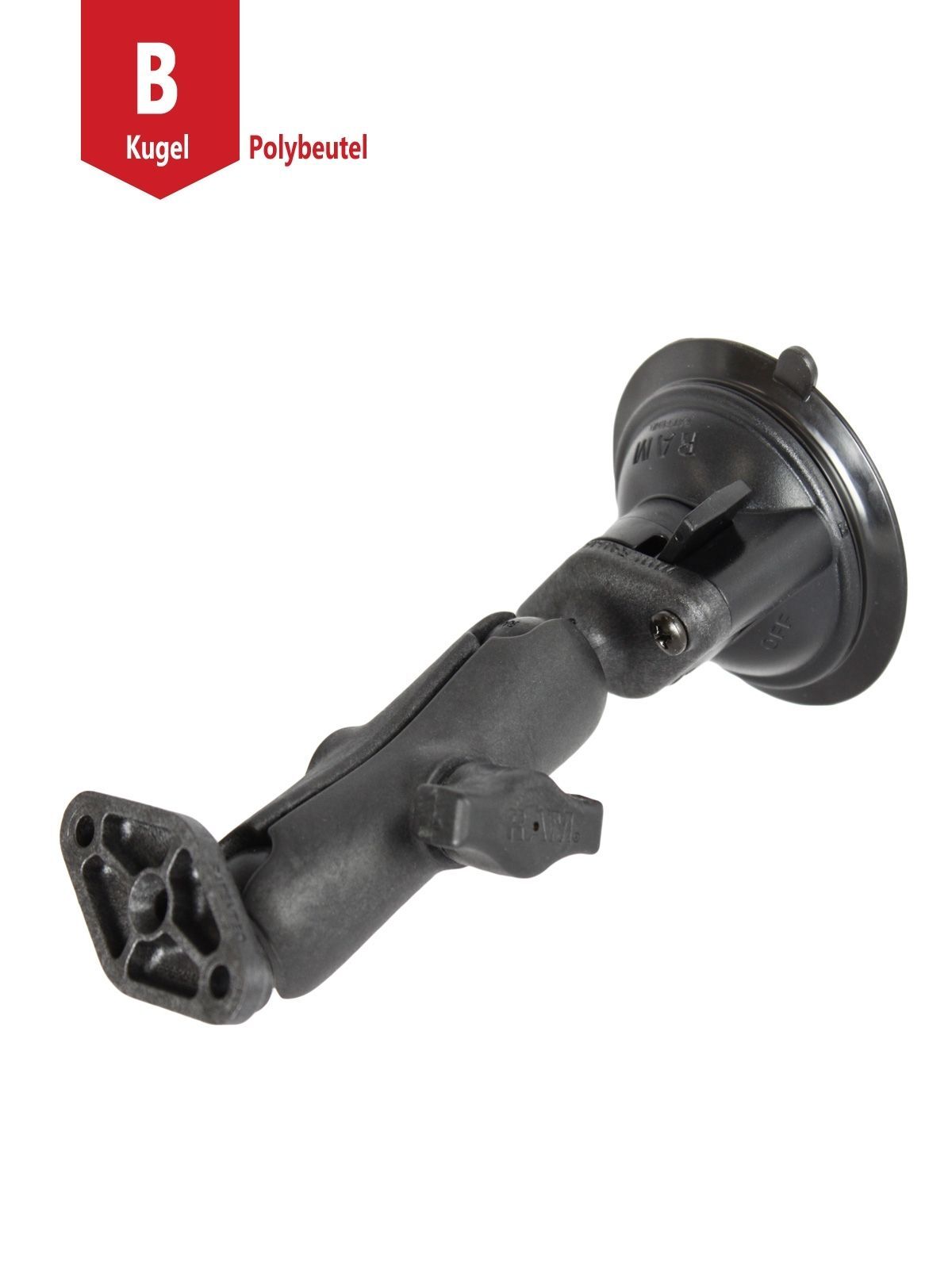 RAM Mounts Verbundstoff Saugfuss-Set mit Diamond-Anbindung - mittlerer Verbindungsarm, 2x Diamond-Basisplatte (Trapez), B-Kugel (1 Zoll), im Polybeute
