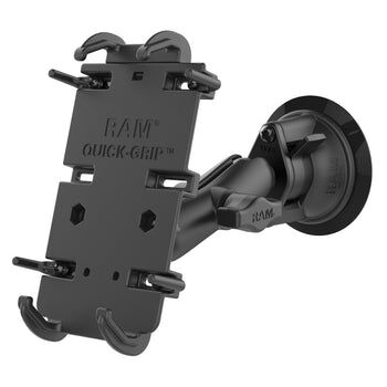 RAM Mounts Quick-Grip XL Universal Saugfuss-Halterung für elektronische Geräte - B-Kugel (1 Zoll), mittlerer Verbindungsarm