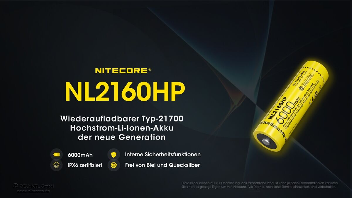 Nitecore LI-Ion Akku 21700, 6000mAH, NL2160HP