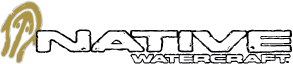 Das offizielle Markenlogo von Native Watercraft mit dem Schriftzug und dem goldenen Symbol.