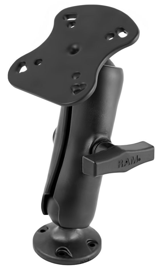 RAM Mounts Aufbau-Set für Humminbird/Apelco - runde Basisplatte (Verbundstoff), mittlerer Verbindungsarm (Verbundstoff), Adapterplatte (Aluminium), C-