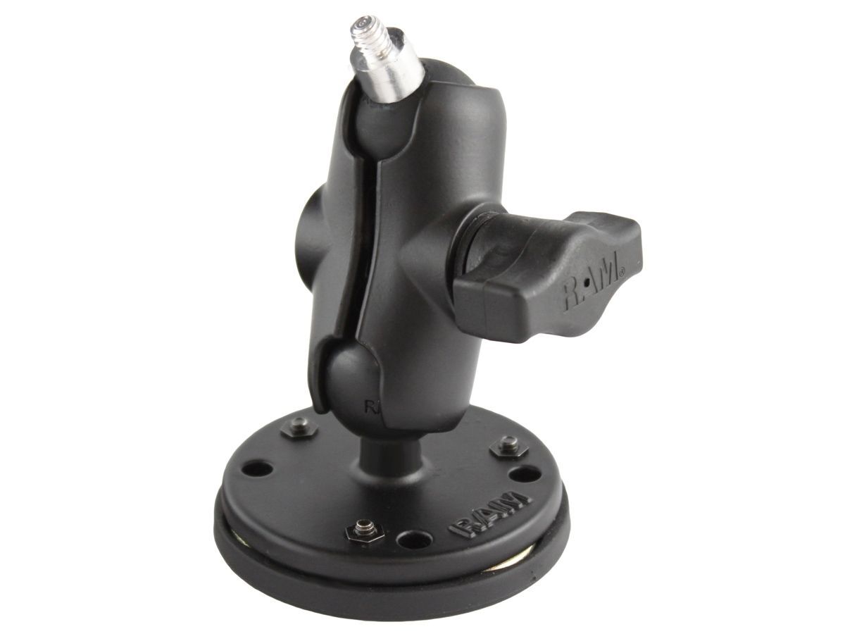 RAM Mounts Aufbau-Kamerahalterung (kurz, magnetisch) mit 1/4"-20 Gewindestift - mit runder Basisplatte (AMPS, mit Magnetunterbau), B-Kugel (1 Zoll), i