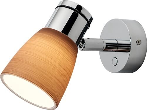 LED-Anbauleuchte R1-1, D2W, chrom-glanz, warmweiß, 10-30V DC, max. 3W, Glas wenge braun, mit Dimmer