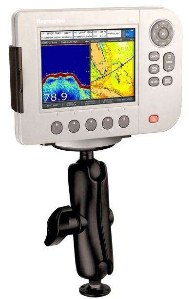 RAM Mounts Marine Aufbau-Set für Raymarine - runde Basisplatte (93,5 mm Durchmesser), mittlerer Verbindungsarm, Adapterplatte, D-Kugel (2,25 Zoll), im