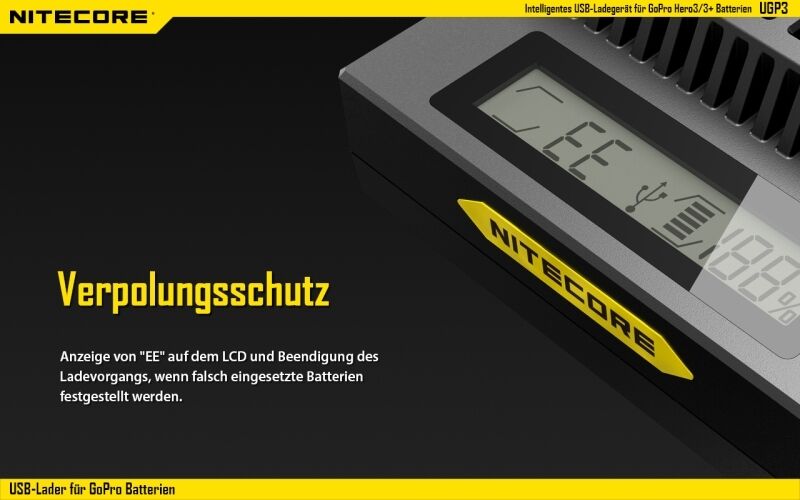 Nitecore USB-Ladegerät UGP3 für GoPro HERO3/3+ Akk