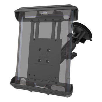 RAM Mounts Saugfuss-Halterung für 10 Zoll Tablets - mittlerer Verbindungsarm, Diamond-Basisplatte (Trapez), runde Basisplatte (AMPS), Tab-Tite Haltesc
