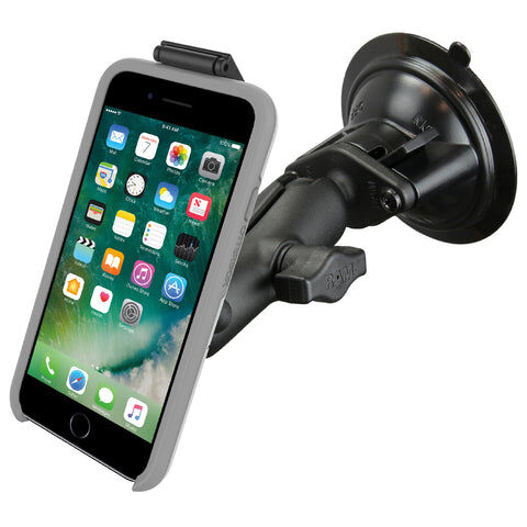 RAM Mounts Saugfuss-Halterung für Smartphones in OtterBox Universe-Hülle - mittlerer Verbindungsarm, Diamond-Basisplatte (Trapez), OtterBox Universe A