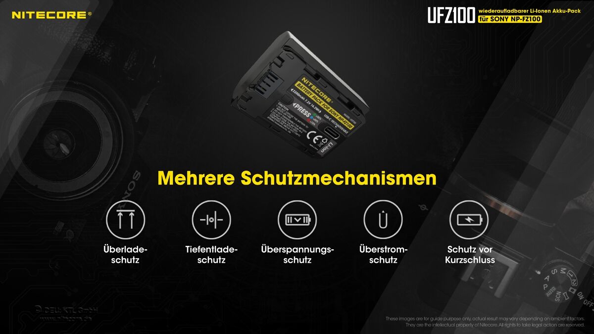 Nitecore UFZ100 - 2250mAh, USB-C Ladeport