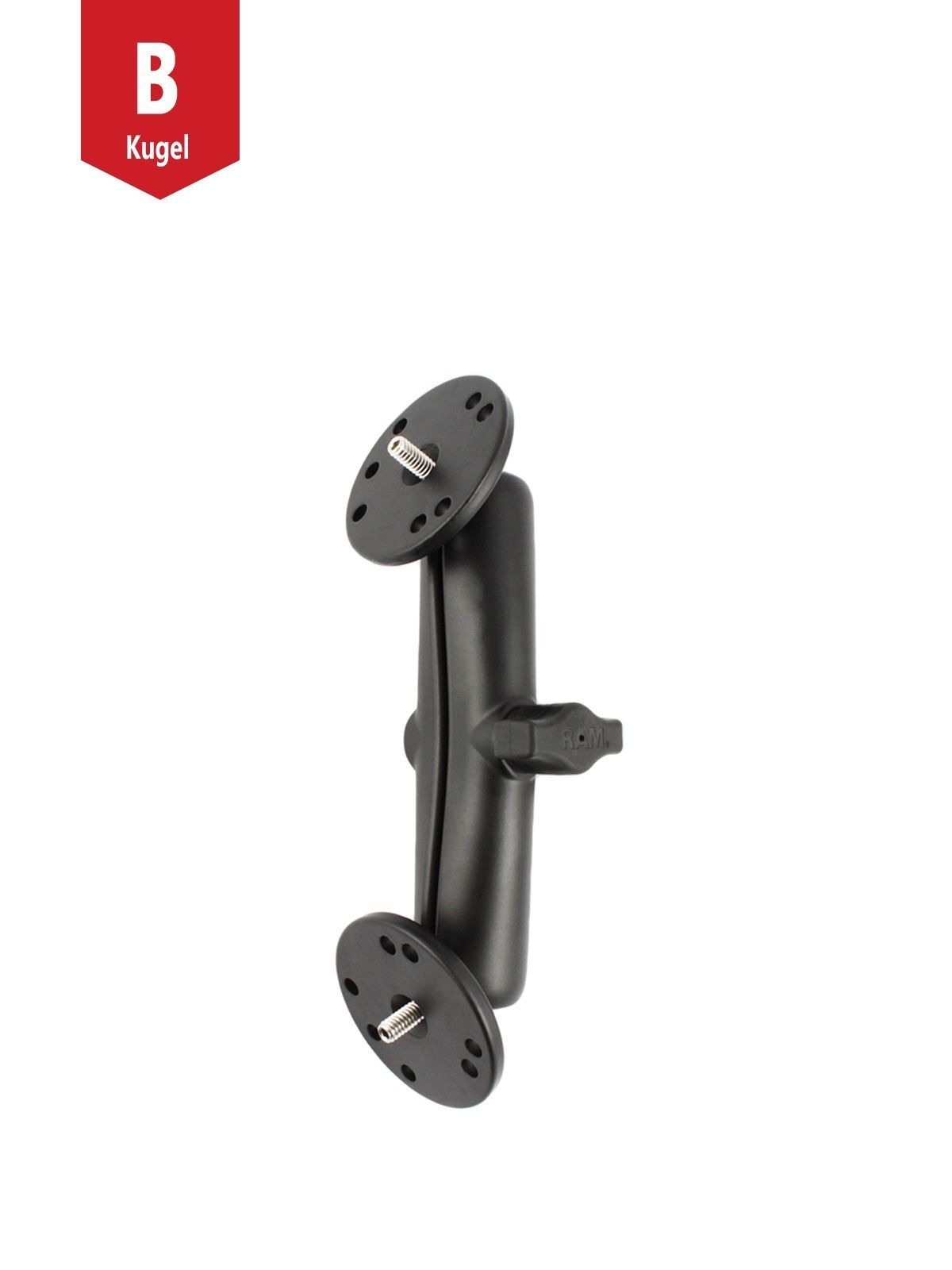 RAM Mounts Aufbau-Set - B-Kugel (1 Zoll) - 2x Runde Basisplatte mit 1/4“-20 Gewinde - Mittlerer Verbindungsarm (ca. 152,4 mm)