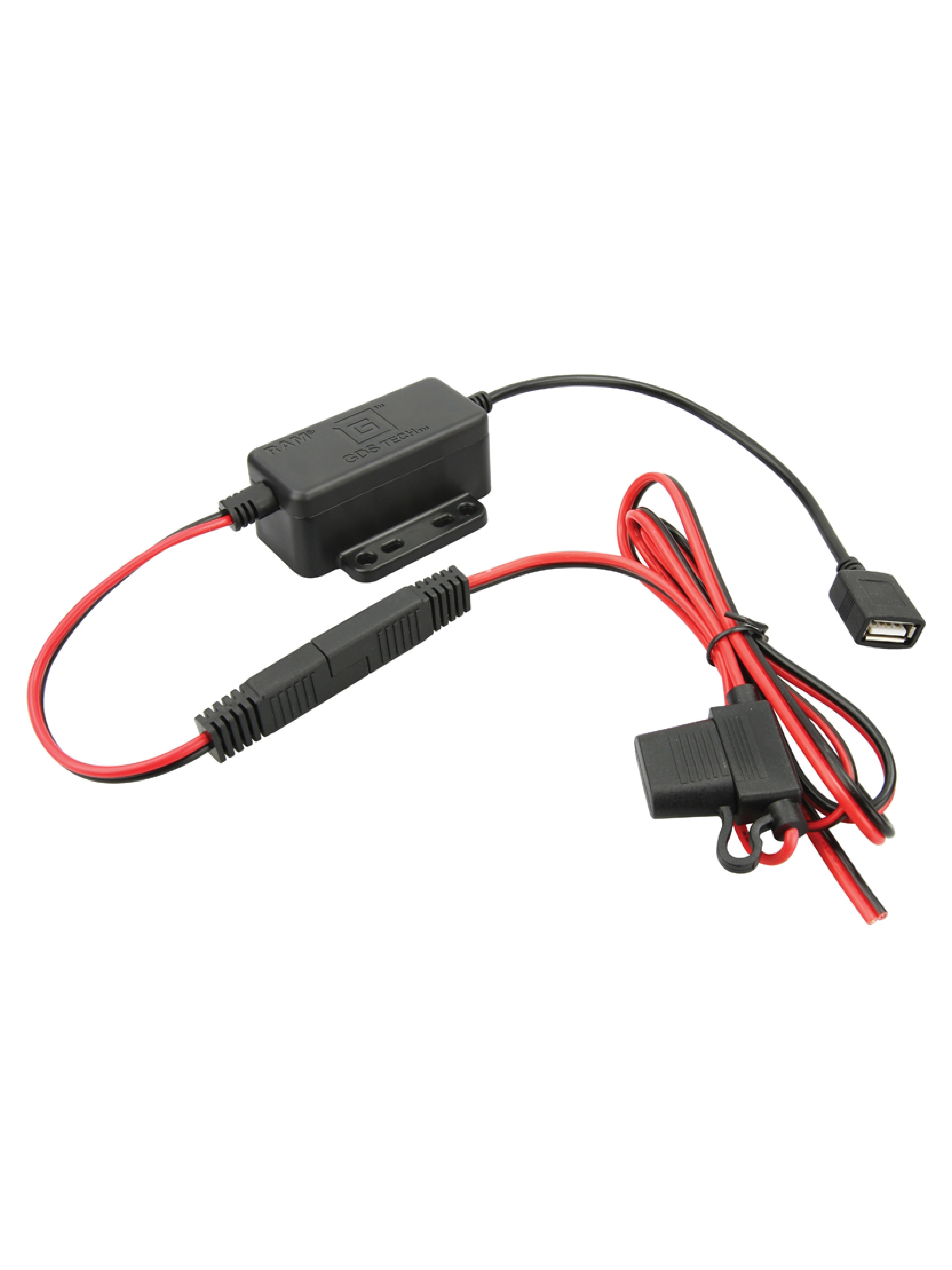 RAM Mounts GDS Strom-Modul - SAE/offene Enden, 30-64V DC Eingang, 5-9V DC Ausgang, USB-A (weiblich)