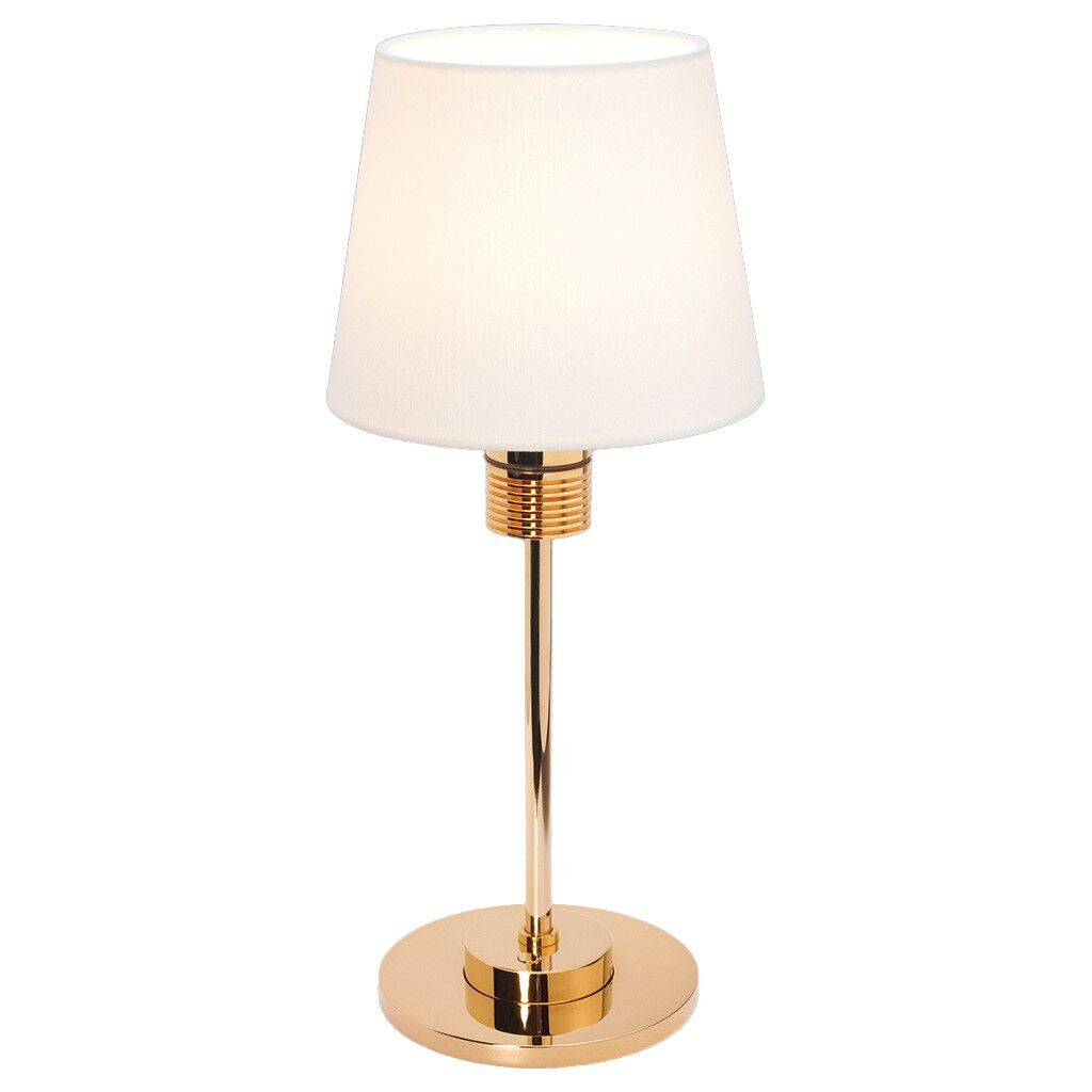 LED-Tischleuchte KATI table, gold-glanz, warmweiß, Schirm rund weiß, 10-30V DC, max. 6W, mit Dimmer