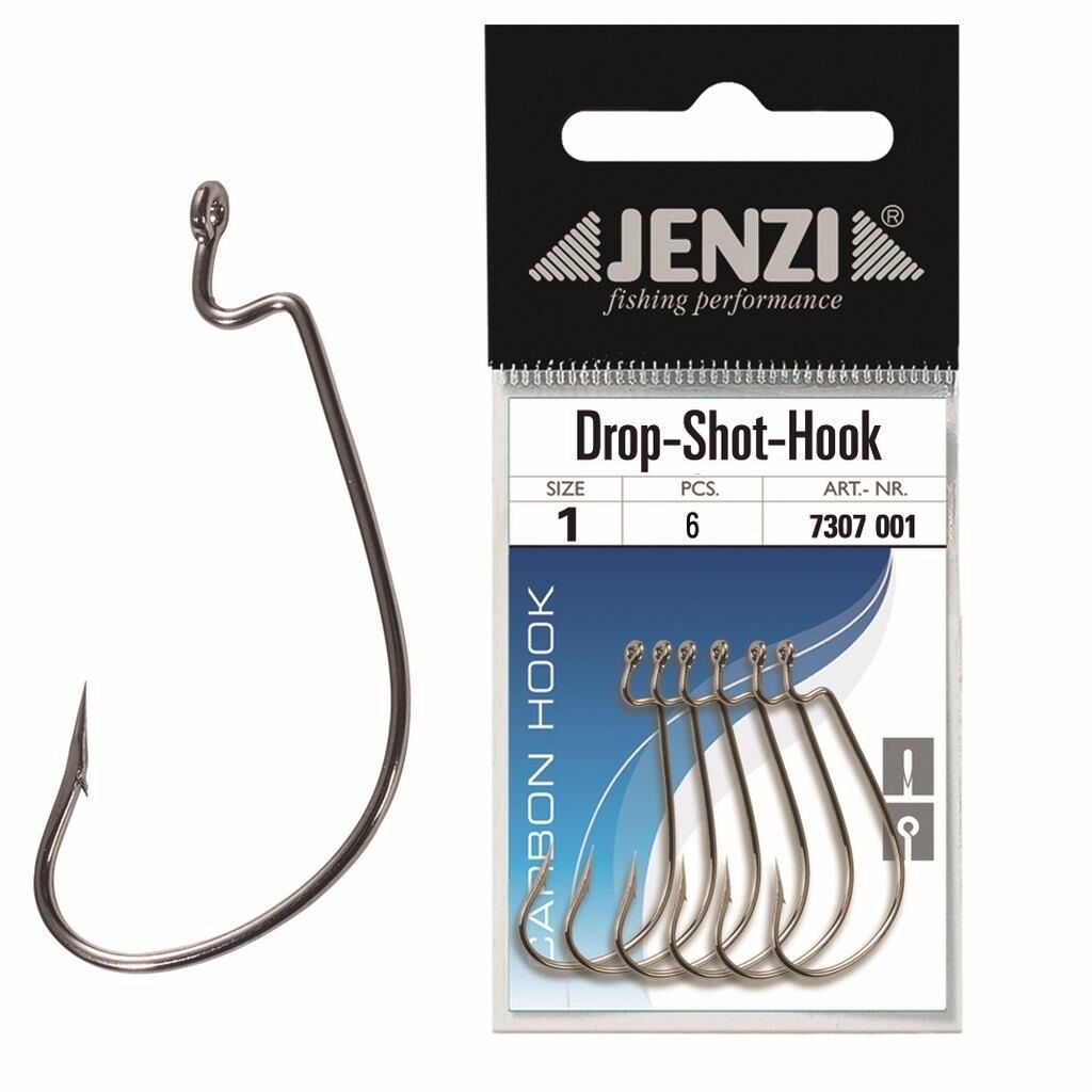 Jenzi Drop Shot Haken Typ Circel, Größe 1, titan,mittellanger Schenkel