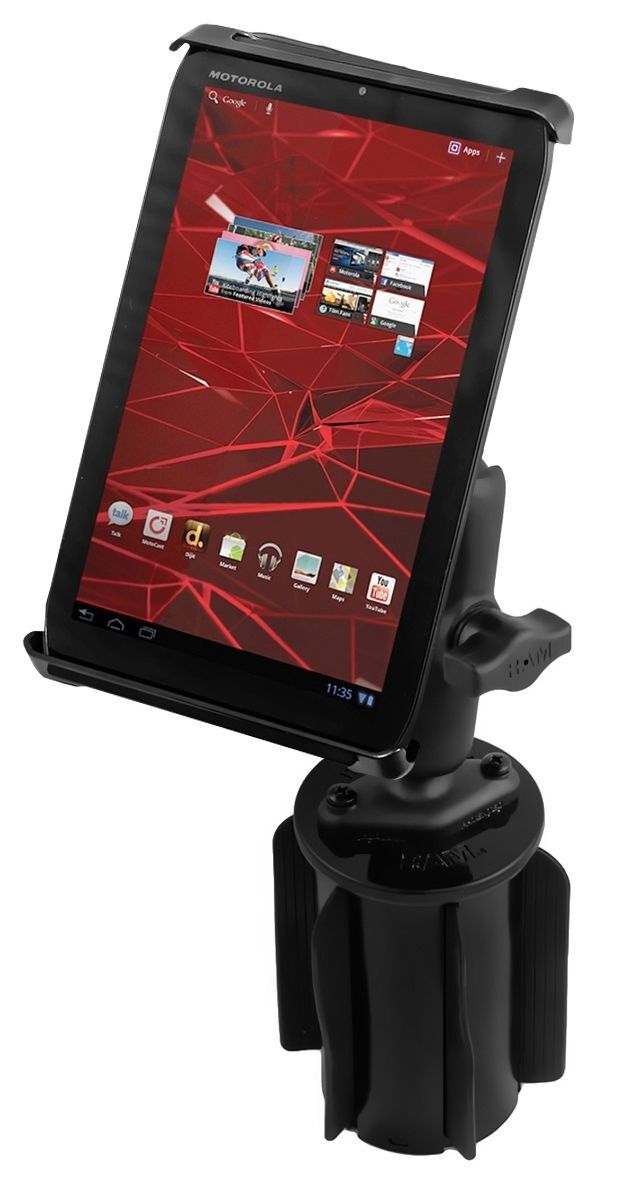 RAM Mounts RAM-A-CAN II Universal-Halterung für Tablets (7 Zoll) - für Fahrzeug-Getränkehalter, Basis mit Gummilippen, mittlerer Verbindungsarm, Halte