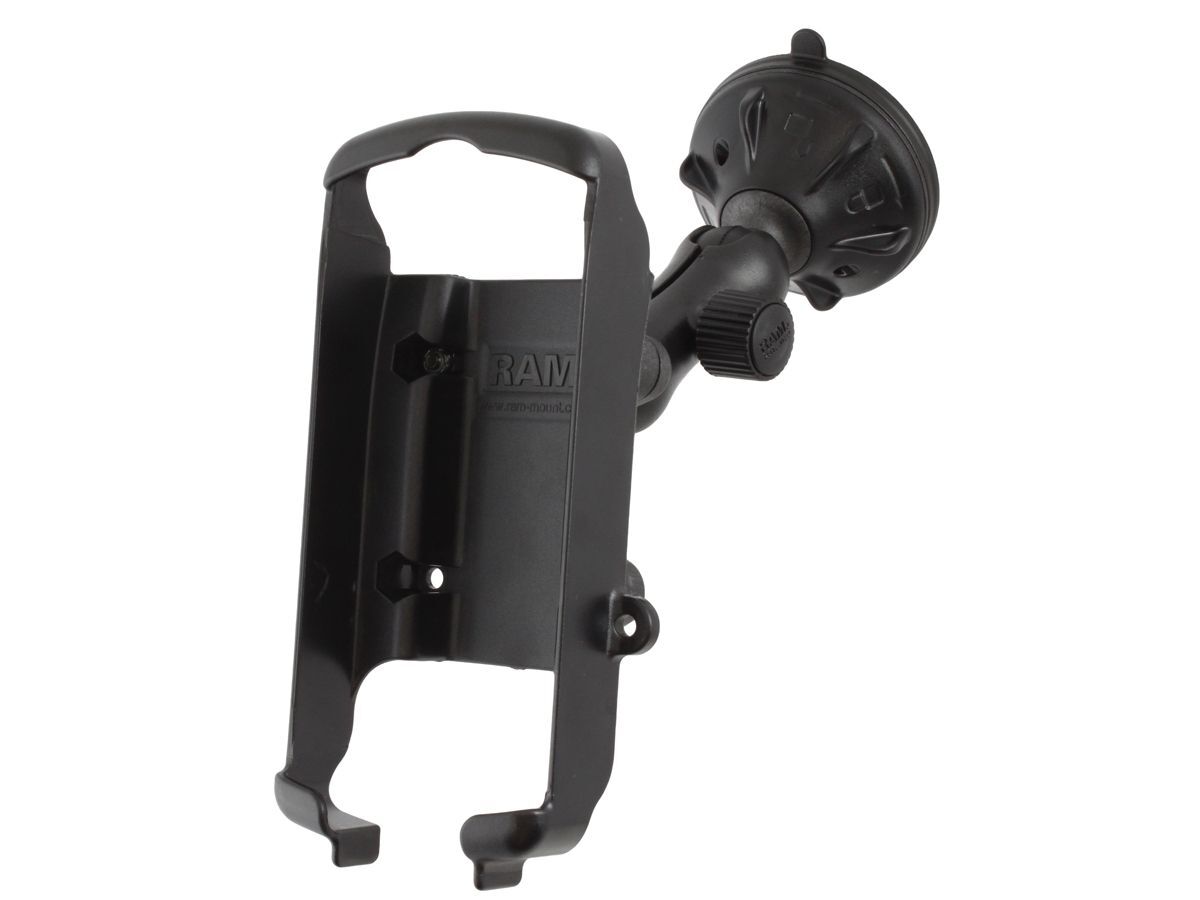RAM Mounts Verbundstoff Saugfuss-Halterung Garmin GPS 96/76C - kurzer Verbindungsarm (ca. 50 mm), Diamond-Basisplatte (Trapez), Halteschale, B-Kugel (