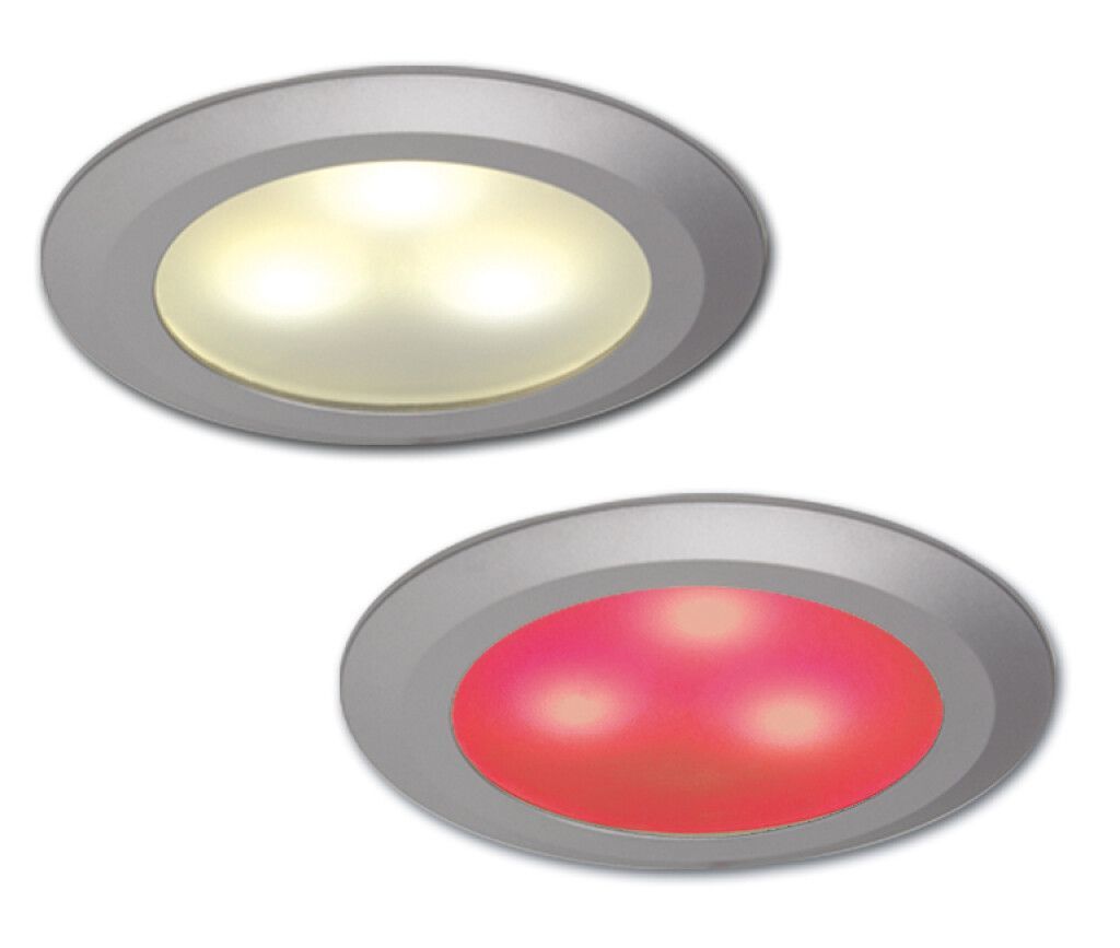 LED-Einbauleuchte EB12-3 SLAVE, chrom-matt, rot/warmw. umschaltbar, 10-30V DC, max. 3W