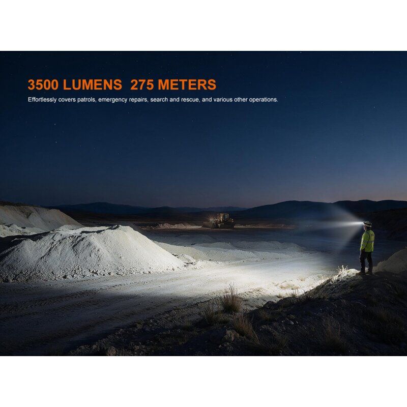 Fenix HM71R V2.0 LED Stirnlampe im Nachteinsatz mit starker Ausleuchtung über 275 Meter.