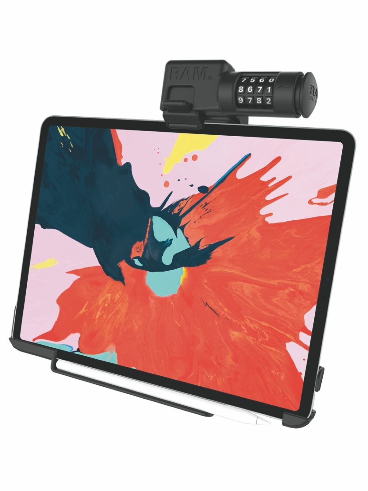 RAM Mounts EZ-Roll'r Form-Fit Halteschale (Zahlenschloss) für Apple iPad Pro 12.9" (3. - 6. Gen.) - Ohne Schutzhülle