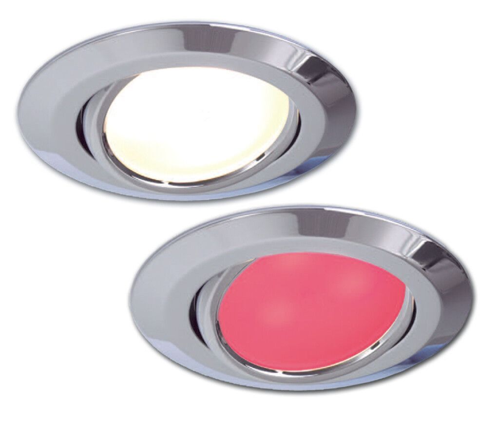 LED-Einbauleuchte EB15-3 Slave, schwenkbar, chrom-glanz, 10-30V DC,max. 3W, Dimmer,rot/ww.umschaltb.