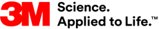 Das rote Markenlogo von 3M mit dem schwarzen Slogan Science Applied to Life auf weißem Grund.