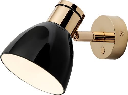 LED-Anbauleuchte R1-2, D2W, gold-glanz, warmweiß, 10-30V DC, max. 3W, Glas schwarz, mit Dimmer