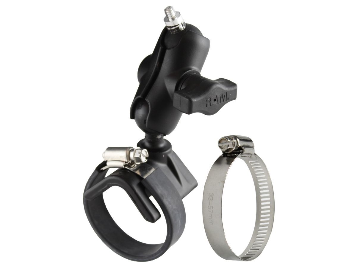 RAM Mounts Kamera-Halterung (kurz) für Lenker/Rohre mit 1/4"-20 Gewindestift - mit Klemmschelle, B-Kugel (1 Zoll), im Polybeutel