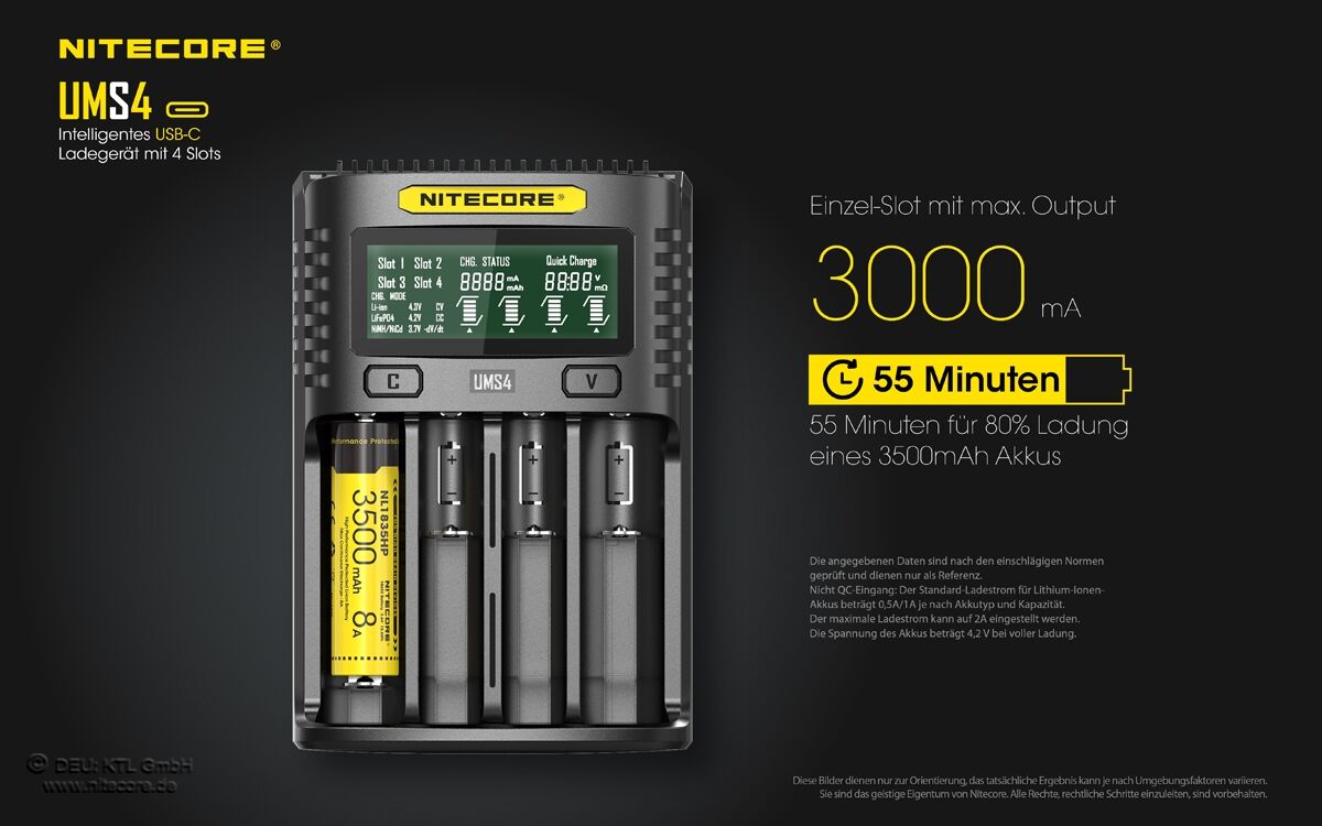 Nitecore UMS4 USB-Schnell-Ladegerät