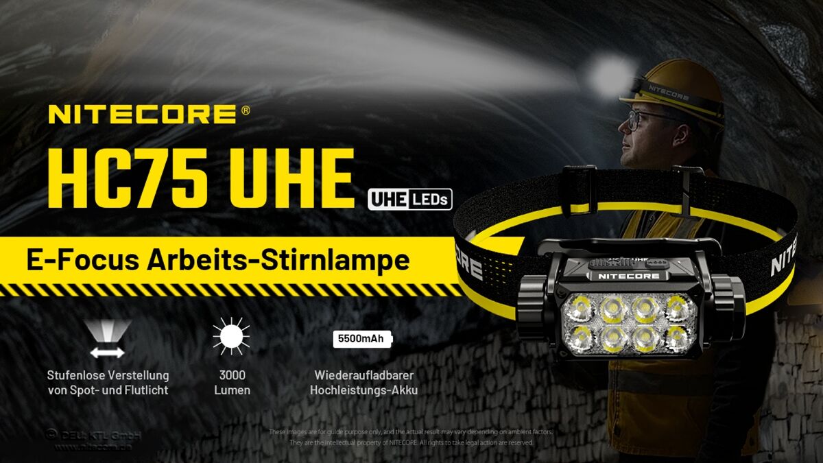 Nitecore HC75 UHE - 3000 Lumen, E-Focus
