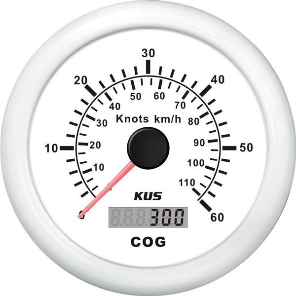 KUS Anzeige GPS Geschwindigkeit 0-60 Knoten D=85mm 12/24V weiß