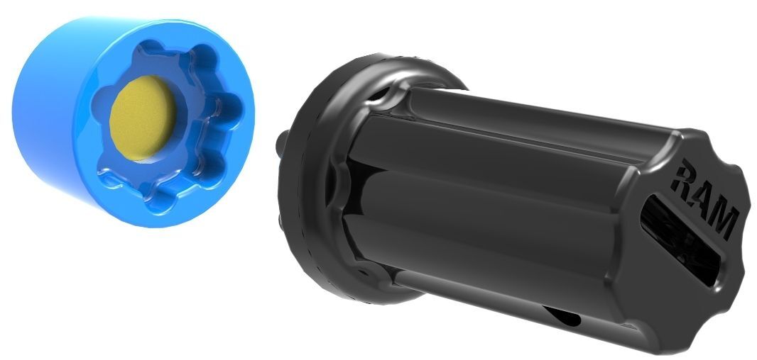 RAM Mounts Pin-Lock Inlet und Adapter (7-Pin) - für D-/E-Kugel Verbindungsarme, 5/16"-18 Innengewinde, im Polybeutel