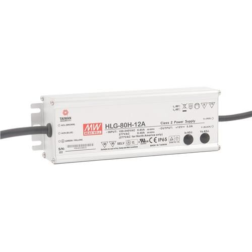LED-Trafo MeanWell HLG-80H-12A, 60W, 90-305Vac / 47-63 Hz/12Vdc, 196x62x38,8mm, IP65