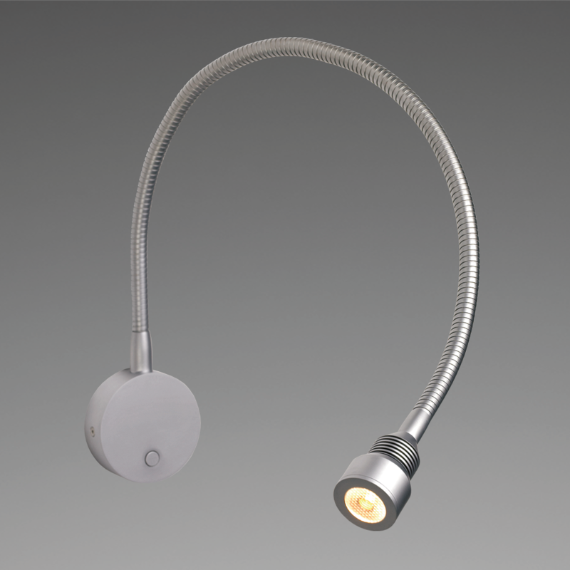 LED-Flexleuchte 01-1, 300mm seitlich, chrom-matt, ww 25°, 11-30V DC - 3W, mit integriertem Dimmer