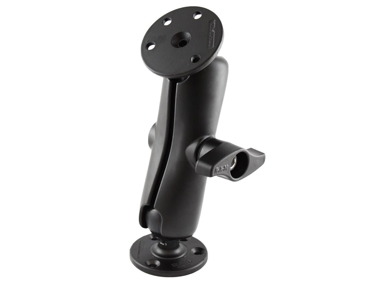 RAM Mounts Aufbau-Set - 2x runde Basisplatte (95,3 mm Durchmesser), mittlerer Verbindungsarm, D-Kugel (2,25 Zoll), im Polybeutel
