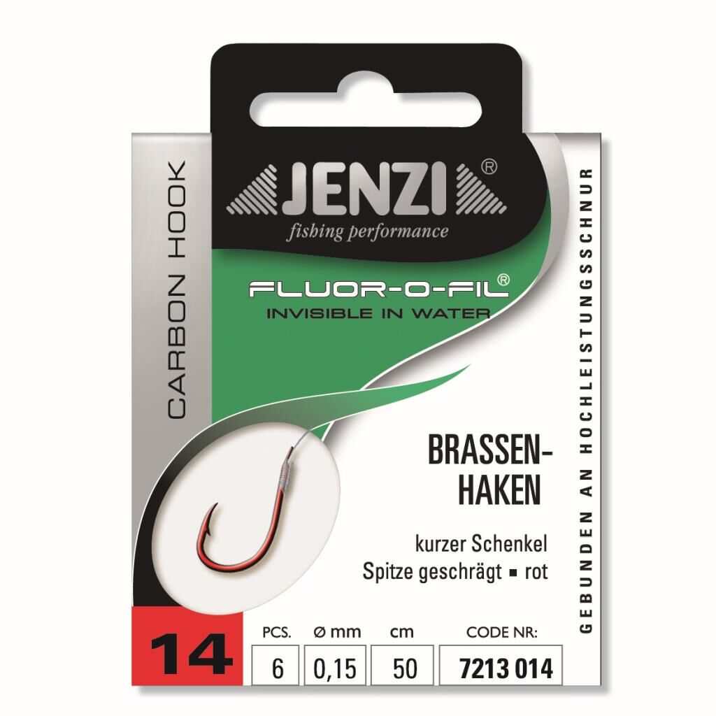 Jenzi Brassenhaken, Gebunden an Fluor Carbon, Größe 14, 0,15 mm, 50 cm