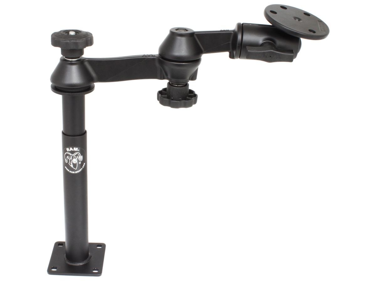 RAM Mounts Doppel-Schwenkarm mit Tele-Pole (ca. 200 mm) und Basis (ca. 225 mm) - Octagon-Verbindungsarm, runde Basisplatte (großer Durchmesser), C-Kug