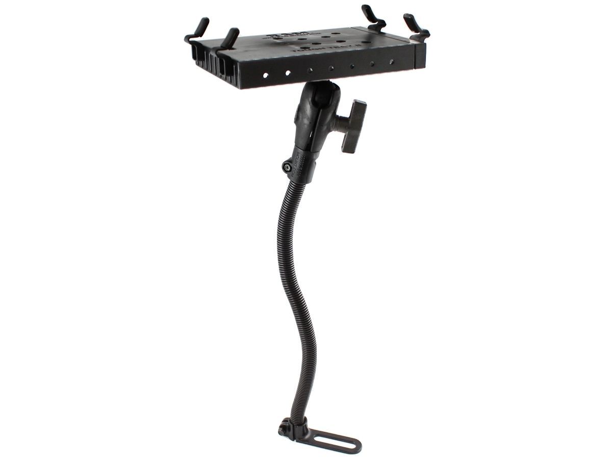 RAM Mounts Pod I Fahrzeug Sitzschienen-Befestigung für Laptops/Drucker - flexibler Stab (ca. 450 mm), runde Basisplatte (C-Kugel, 1,5 Zoll), Tough Tra