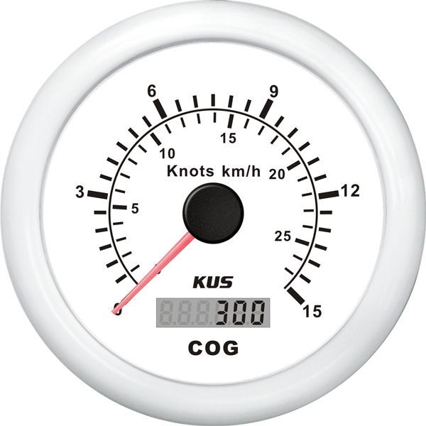 KUS Anzeige GPS Geschwindigkeit 0-15 Knoten D=85mm 12/24V weiß